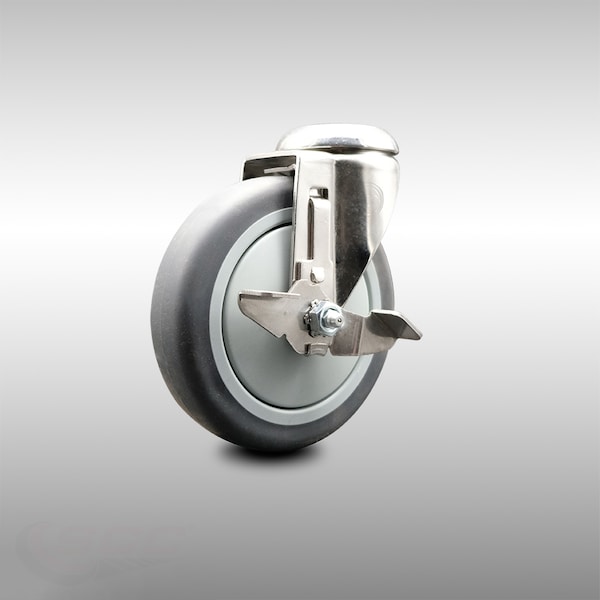 5 Inch 316SS Thermoplastic Rubber Wheel Swivel Bolt Hole Caster with Brake SCC